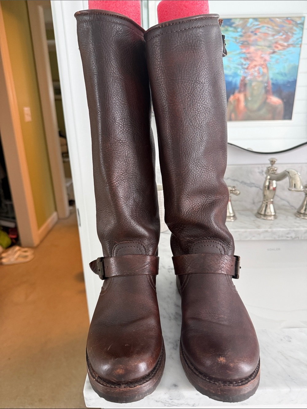 Frye Brown Leather Knee-High Riding Boots